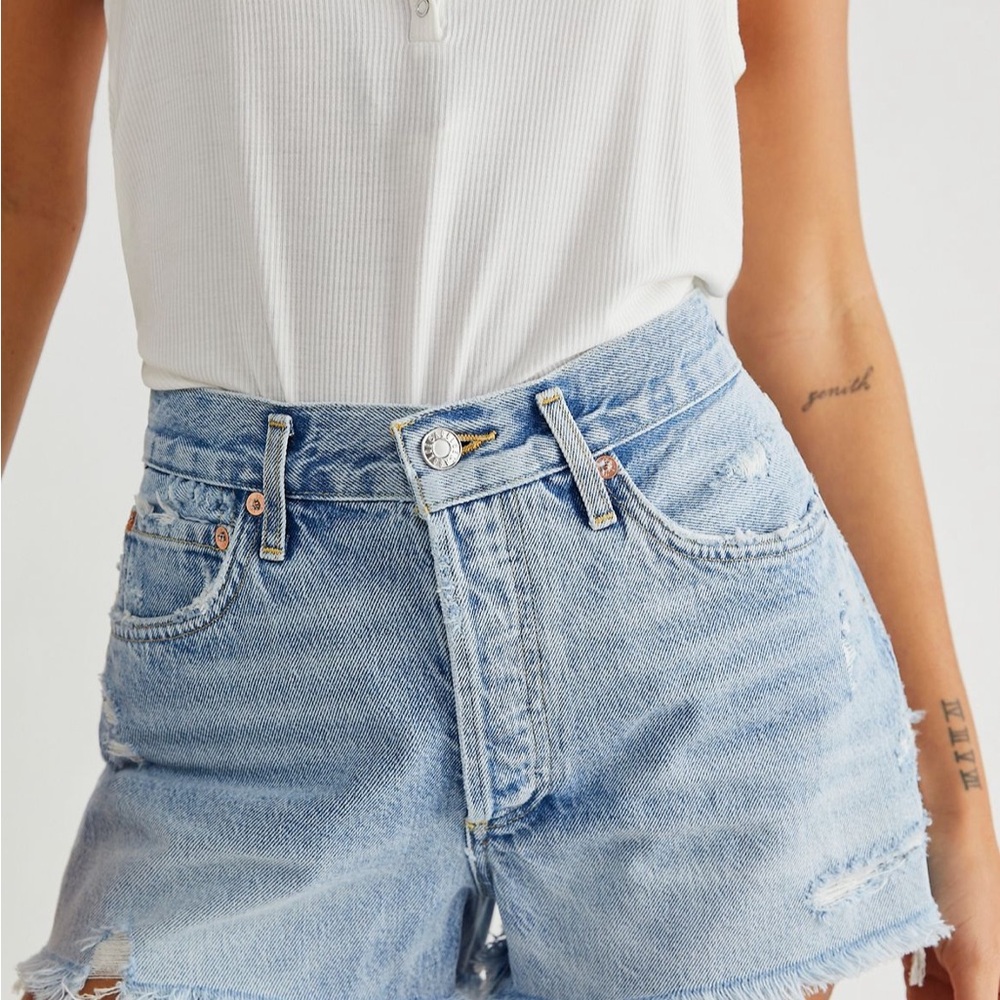 Agolde Parker Shorts.  Light Blue High Waist Women's Shorts